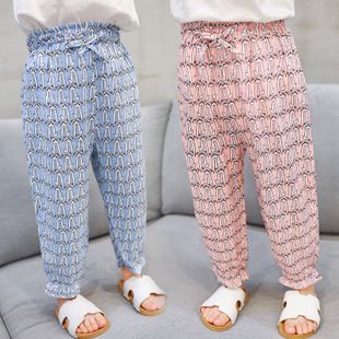 2018新品童装夏季女童防蚊裤韩版小兔子印花长裤女宝宝宽松裤子潮