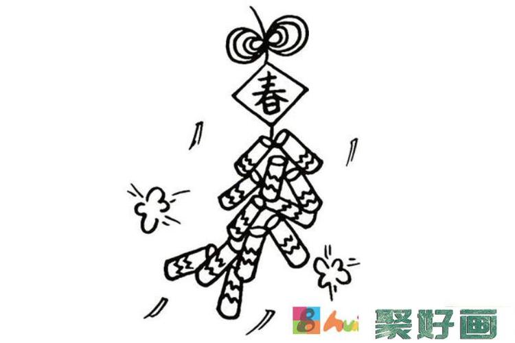 春节放鞭炮简笔画的画法怎么画简笔画教程