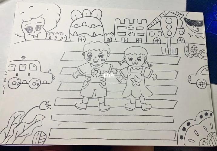 幼师考编简笔画《热闹的马路》_幼师_简笔画_幼师简笔