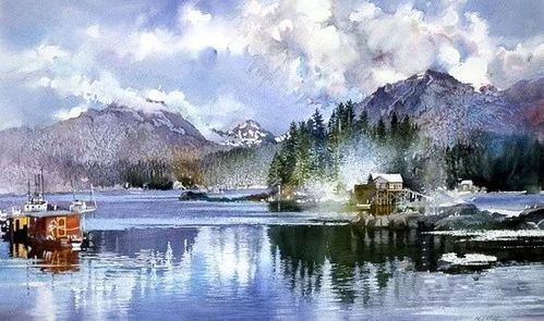 悦赏瓦尔登湖与肆意流动的水彩