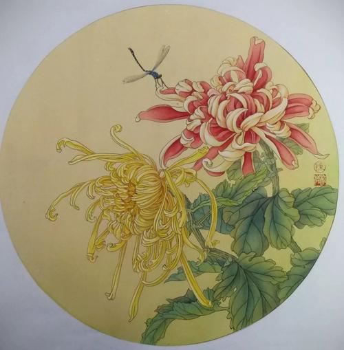 陈松岩教授|工笔菊花与蜻蜓网络班招生(仅需110元!