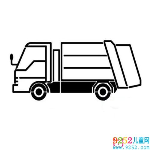 垃圾车简笔画图片 拖拉机 - 9252儿童网
