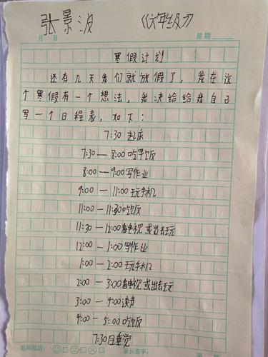 孩子们的寒假计划书