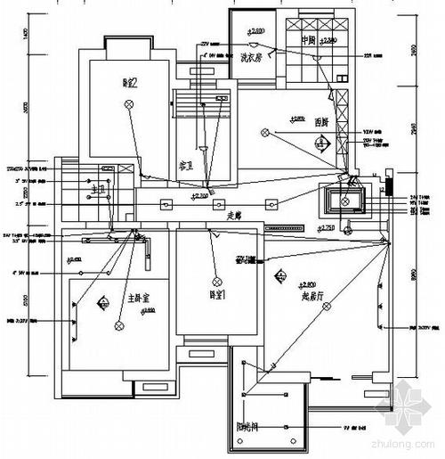 一套三室两厅样板房装修电气图纸