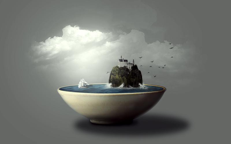 ps合成练习 碗中的小场景(附素材包)