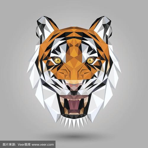 几何形状,虎,动物头,白色,自然
