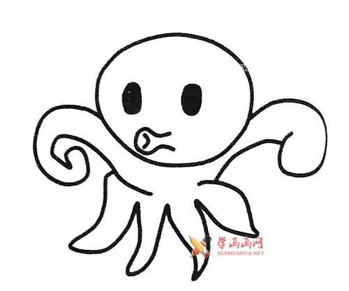 卡通小章鱼的简笔画画法图片__海洋动物_简笔画_简笔画图片大全_学
