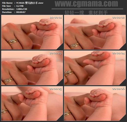 yc4026-婴儿小手握住大手手指特写高清实拍视频素材