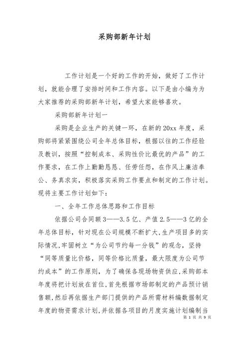 采购部新年计划