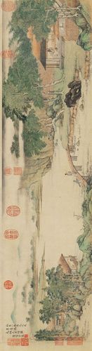 明 仇英《携琴访友图》古代名画