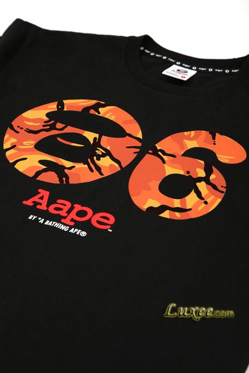 aape by a bathing ape六周年限量版橙色猿颜迷彩print tee隆重登场