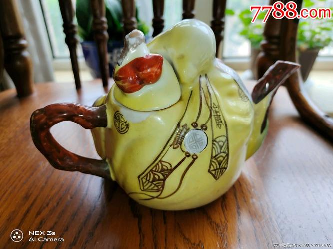 文革时期六七十年代创汇出口老瓷器桃寿老茶壶寿星老茶壶手绘描金老