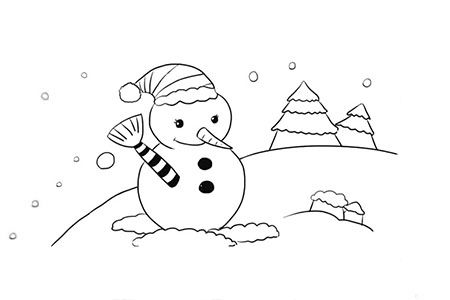 雪地简笔画的图片大全雪地简单图案绘画卡通猪头简笔画图片大全