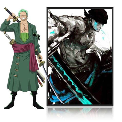 海贼王索隆卡通动漫装饰画diy数字油画手绘家居背景墙壁挂画