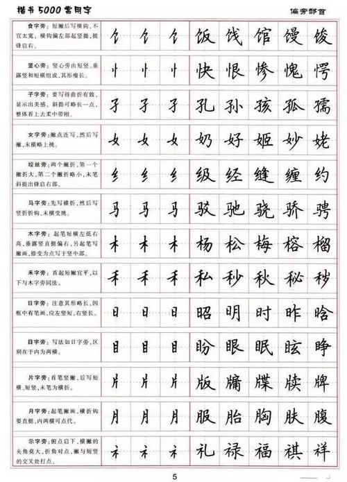 可打印丨小学生练字楷书结构30法5000常用字字帖汇总附正确书写姿势