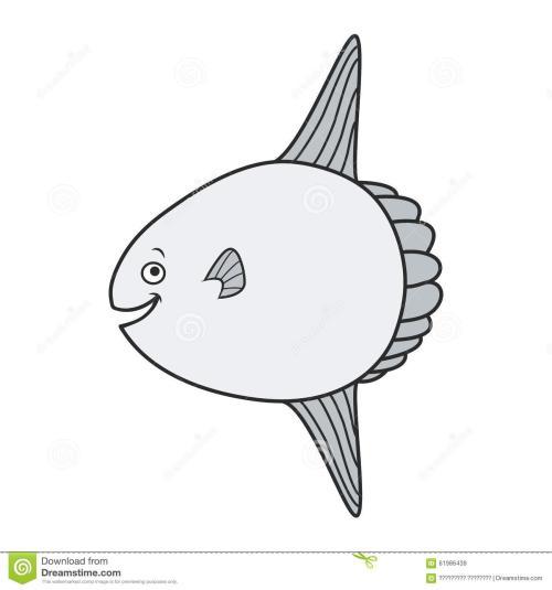 翻车鱼的简笔画卡通