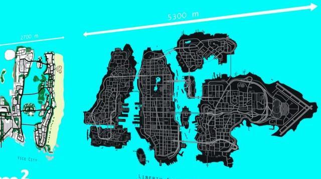 差不多是gta4的一半,我真没有想到之前的gta4地图面积这么小,毕竟是三