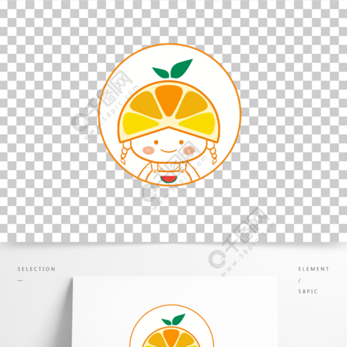 水果铺logo卡通橘子人物橙子女孩图标半年前发布