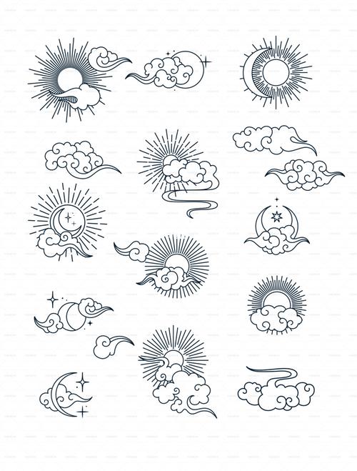 日月星云纹93|中国风纹样设计素材参考78_中国风