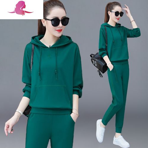 艳如飞年轻妈妈春秋装减龄中老年运动服套装女中年女洋气外套卫衣两件