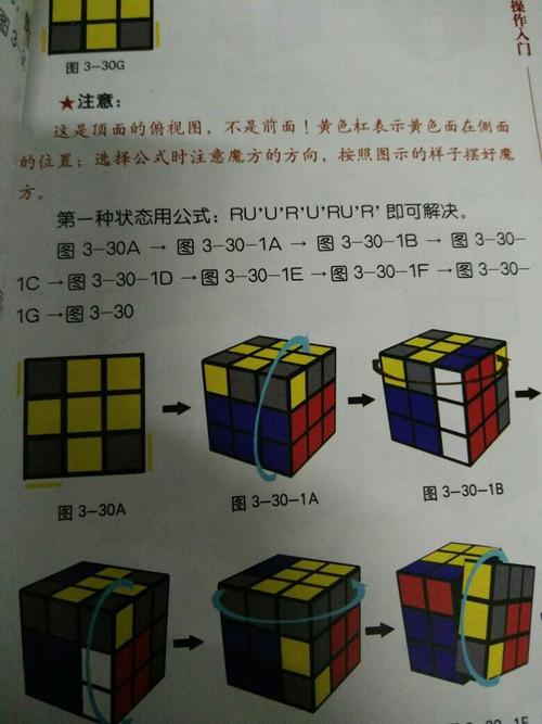 现在三届魔方拧成这样了,说一下黄色的四个角块怎么挪动?