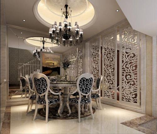 餐椅吊灯简欧家具三居餐桌餐椅简欧风格餐厅圆形吊顶装修效果图