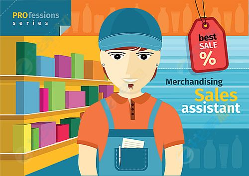 卡通商店销售员矢量素材下载