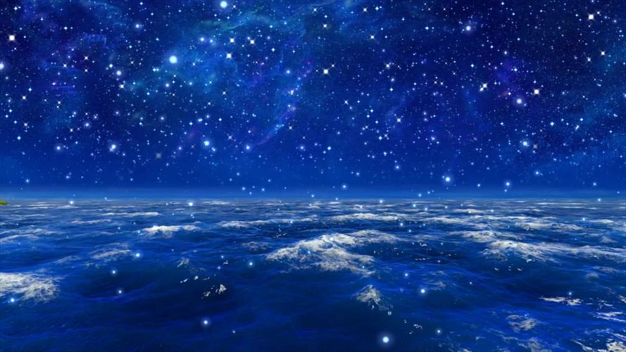 浪漫星空大海夜景背景视频