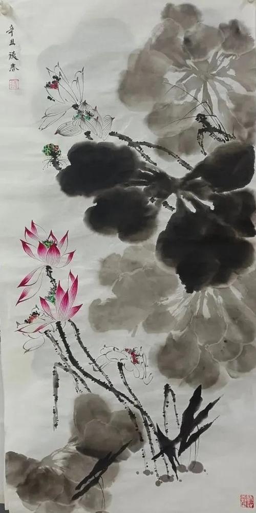 甘竹轩签约画家刘德春写意荷花