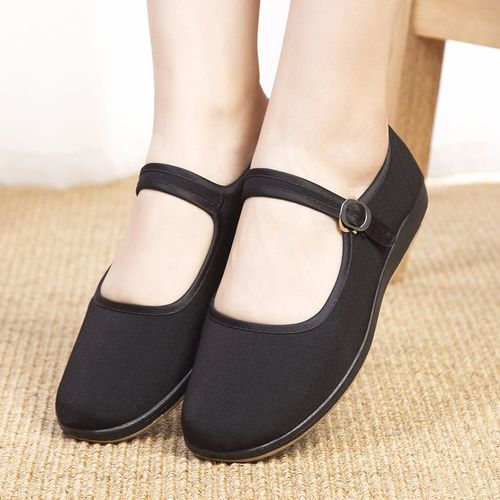 冲服呢老北京布鞋女平底黑色工作鞋防滑透气上班鞋软底平跟妈妈鞋