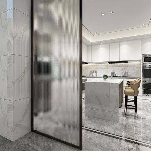 长虹玻璃轻奢钢化玻璃工工装家用餐厅办公室隔断折屏