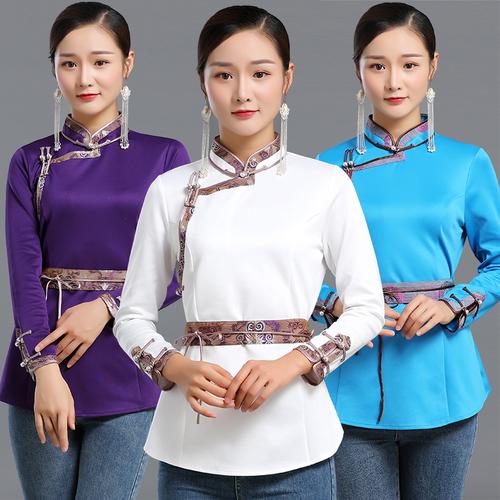 夏季蒙族服装女士短款蒙古袍半袖民族现代时尚新款蒙古服饰日常装