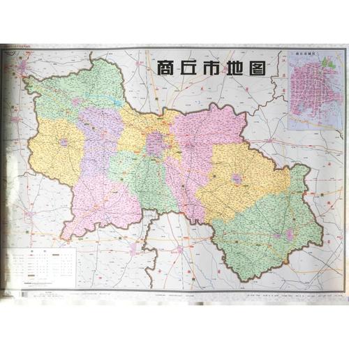 1 双面覆膜防水 含郊县 商丘市地图挂图 商丘市地图 河南十八市全开