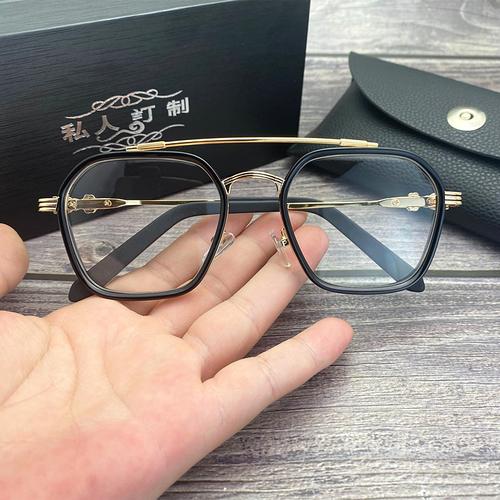 克罗心眼镜框男女近视双梁大脸素颜个性光学定制成品