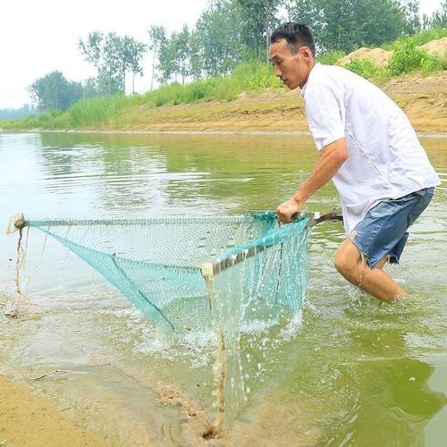 鱼网渔网拦河河网手推老式三角不锈钢捞鱼网兜鱼网