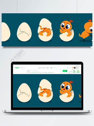 矢量图鸡蛋和小鸡在蓝色背景上的孩子孵化鸡卡通小鸡生日逐步的过程