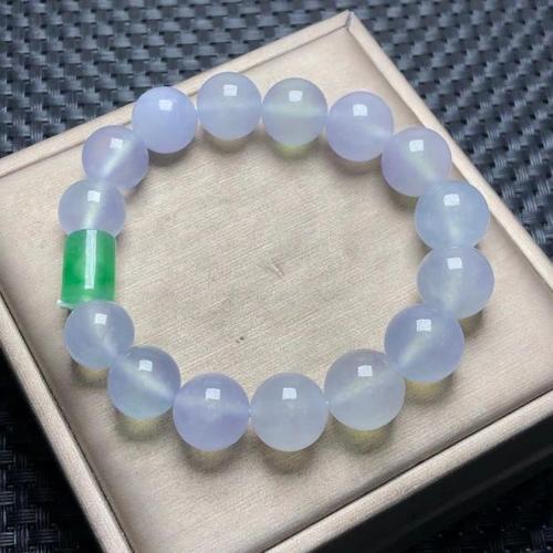 一元起拍卖缅甸天然翡翠a货白冰种圆珠佛珠玉石手串手链珠链手环