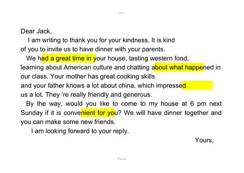 英语作文书信范文