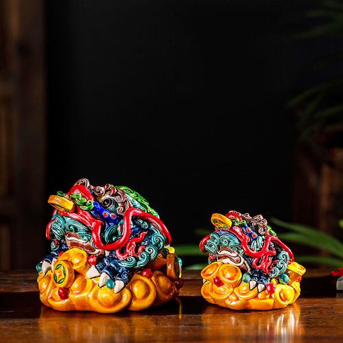 客厅七彩家居玄关摆件祥瑞蟾蜍景德镇