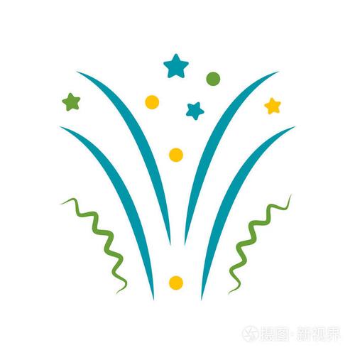白色backgrou 上的烟花图标矢量符号与符号分离
