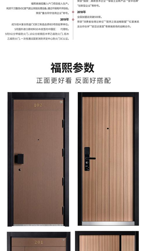 福熙双色防盗门(迎福) 风水尺度 福照家门 加高门楣 甲级家用大门智能