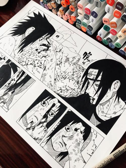 手绘!佐助vs鼬!_手绘_火影忍者_画框_兴趣爱好_绘画