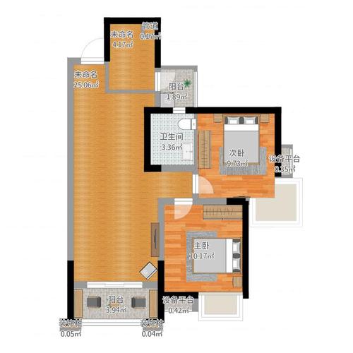 香江华府87.44㎡c3户型图户型-副本