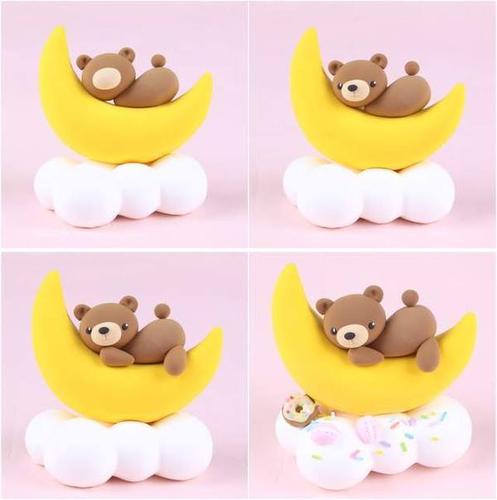 趣味幼儿园粘土,diy趴睡的月亮熊 - 手工小制作 - 51费宝网