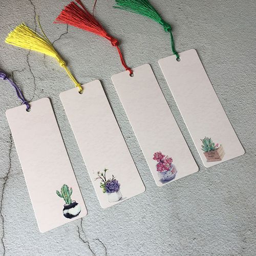 水彩多肉植物空白书签diy自制手绘卡纸质创意卡片手工diy材料包  唯沫