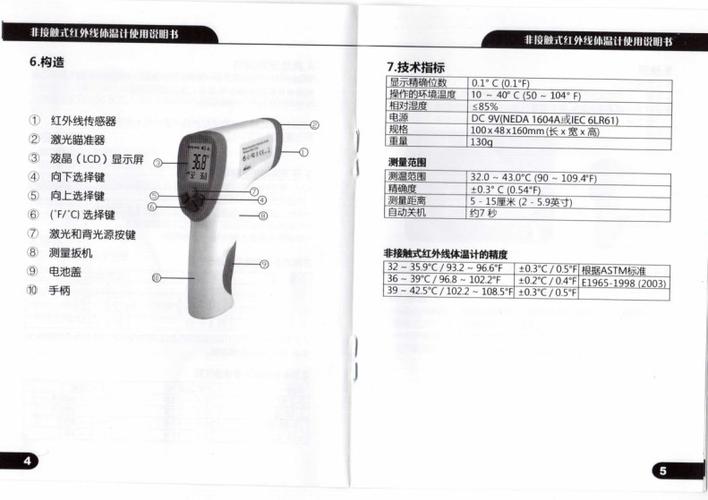 产品说明书:        当室温变化很大时,应把人体红外线测量仪置于