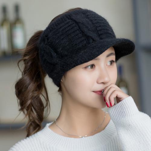 毛线帽子女冬漏顶