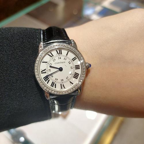卡地亚伦敦系列系列 w6700155后镶钻 石英女表  表径29.