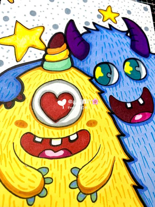 儿童画 小小怪兽_儿童画_怪兽_马克笔_儿童画_母婴