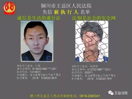 刚刚铜川一批老赖被公开曝光看看都是谁